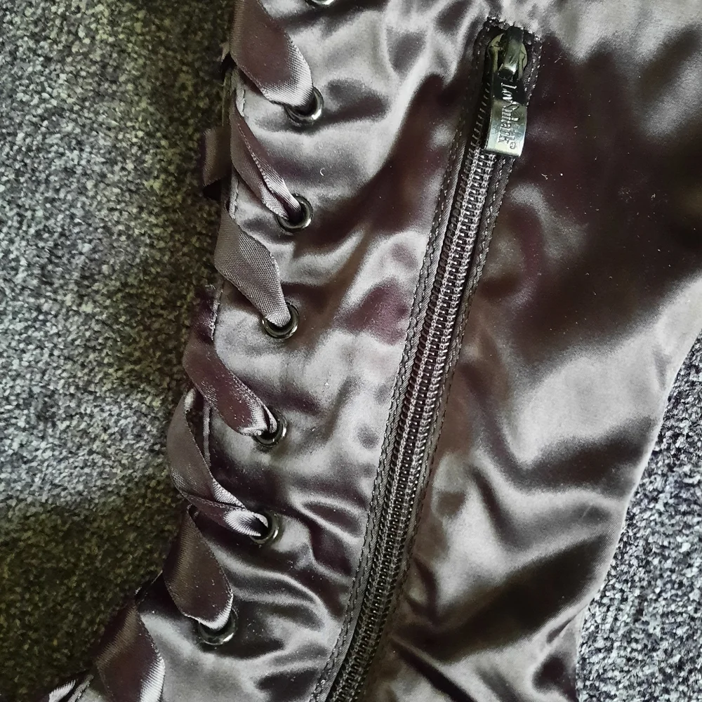 Black Lace-Up Over-the-Knee Stiletto Boots - Women